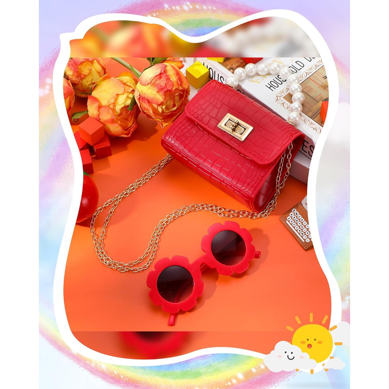 Cartera Cruzada para Niñas Cunno con Gafas de Sol - Rojo