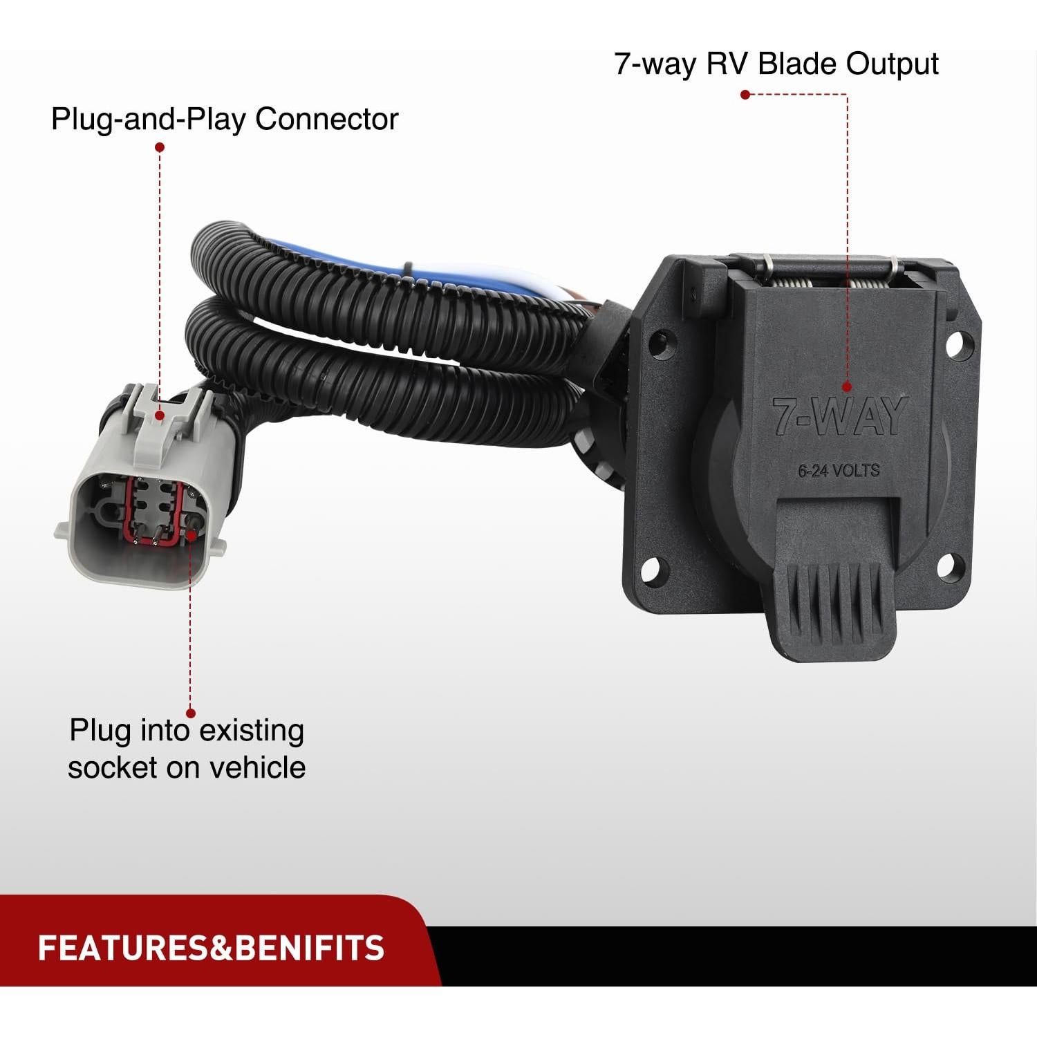 Arnés de Cableado para Remolque Nilight 7 Pines Ford F250-F550 1999-2001
