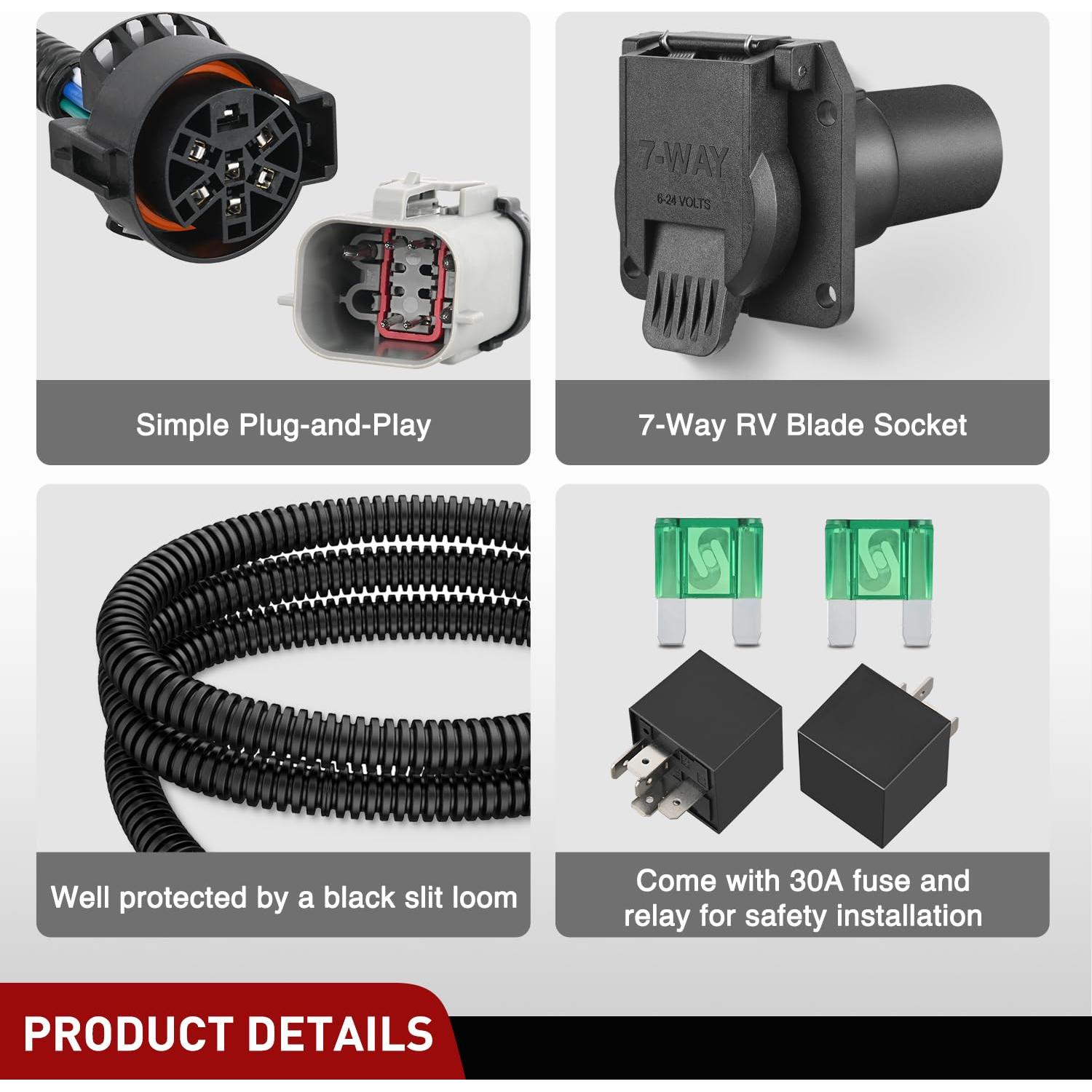 Arnés de Cableado para Remolque Nilight 7 Pines Ford F250-F550 1999-2001