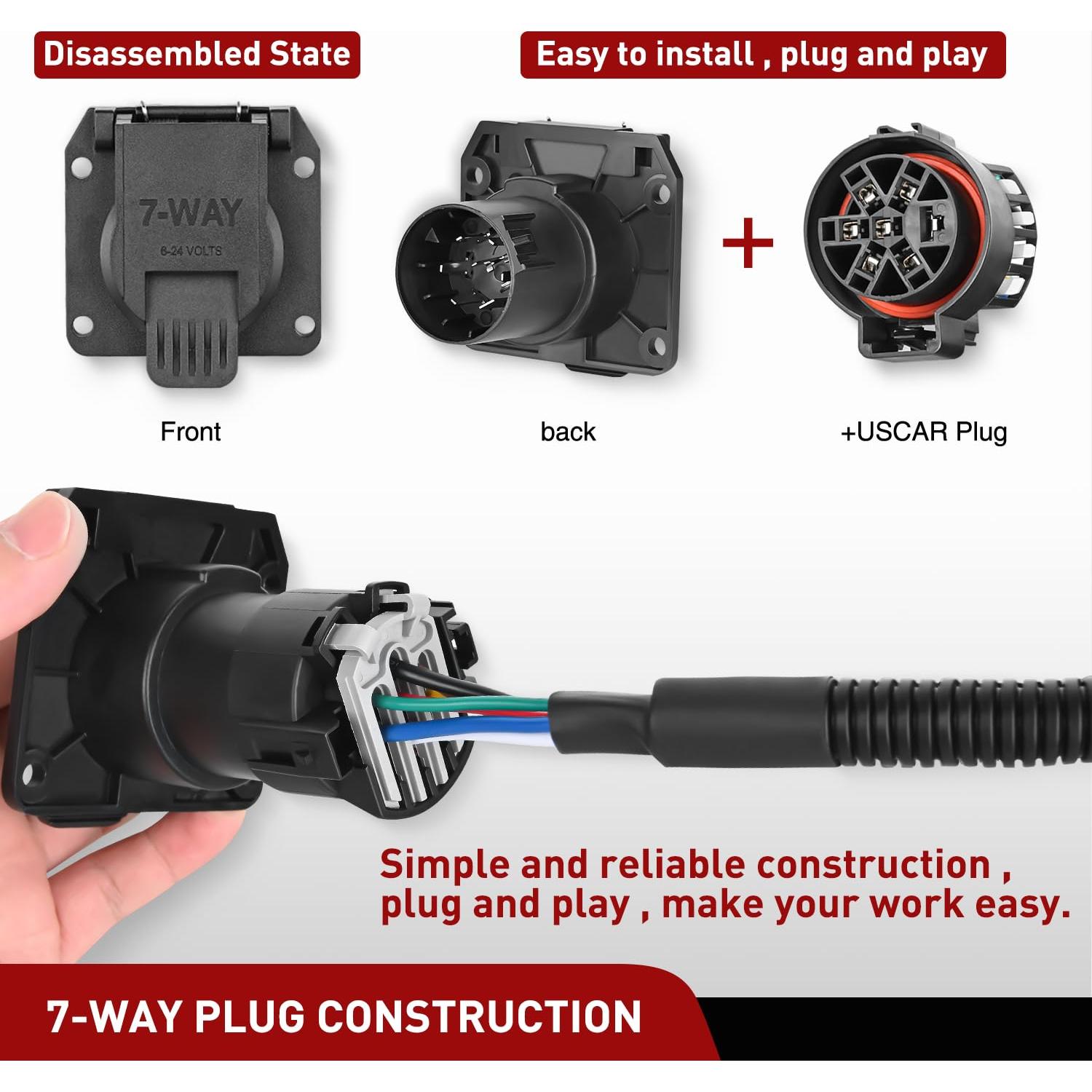 Arnés de Cableado para Remolque Nilight 7 Pines Ford F250-F550 1999-2001
