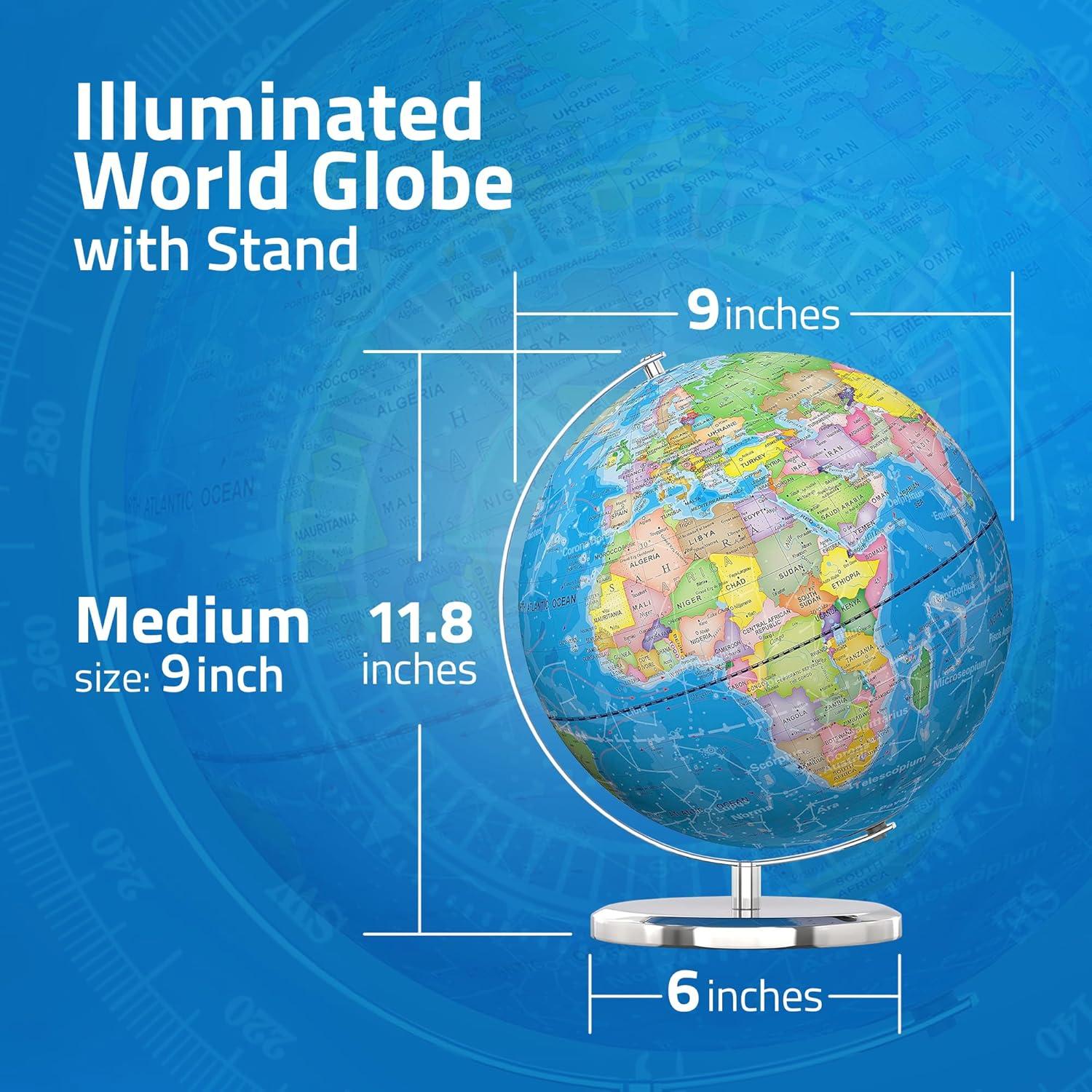 Globo Terráqueo Iluminado LED 24 cm Bikes on Hikes