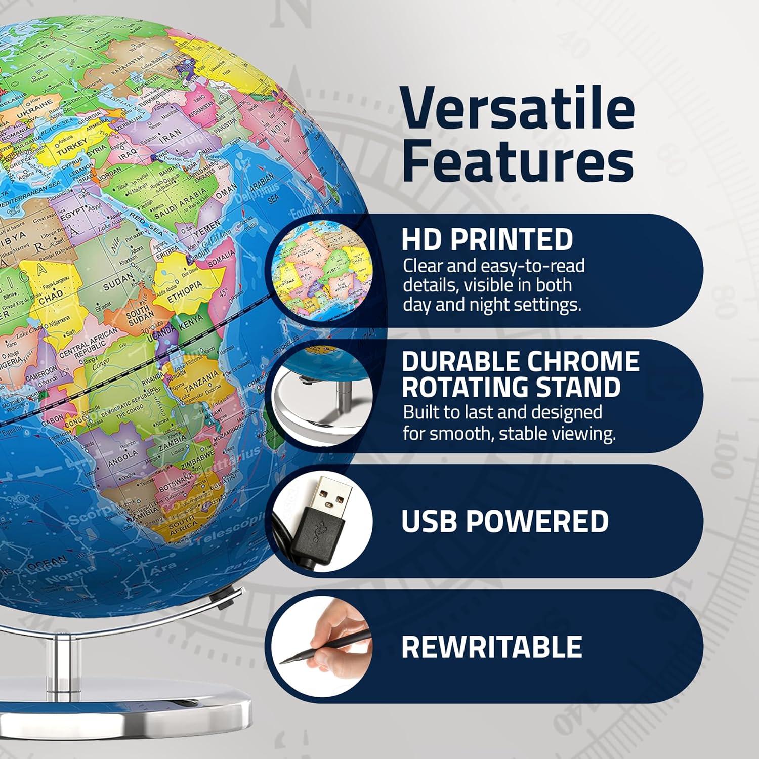 Globo Terráqueo Iluminado LED 24 cm Bikes on Hikes