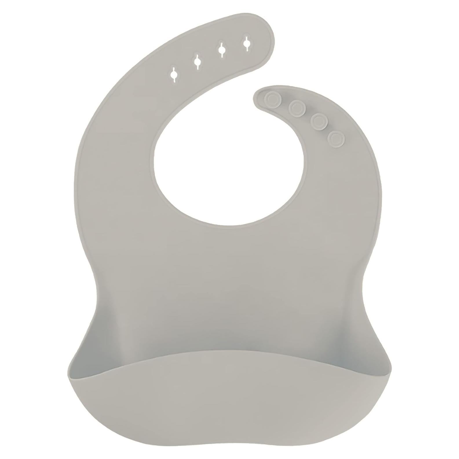 Babero de Silicona Impermeable Aiden's Corner Gris Ajustable