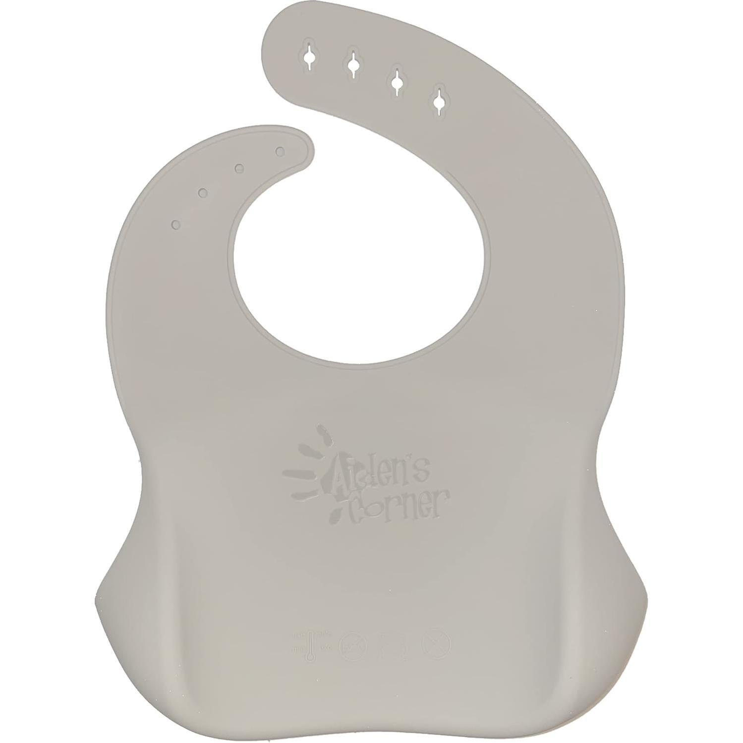 Babero de Silicona Impermeable Aiden's Corner Gris Ajustable