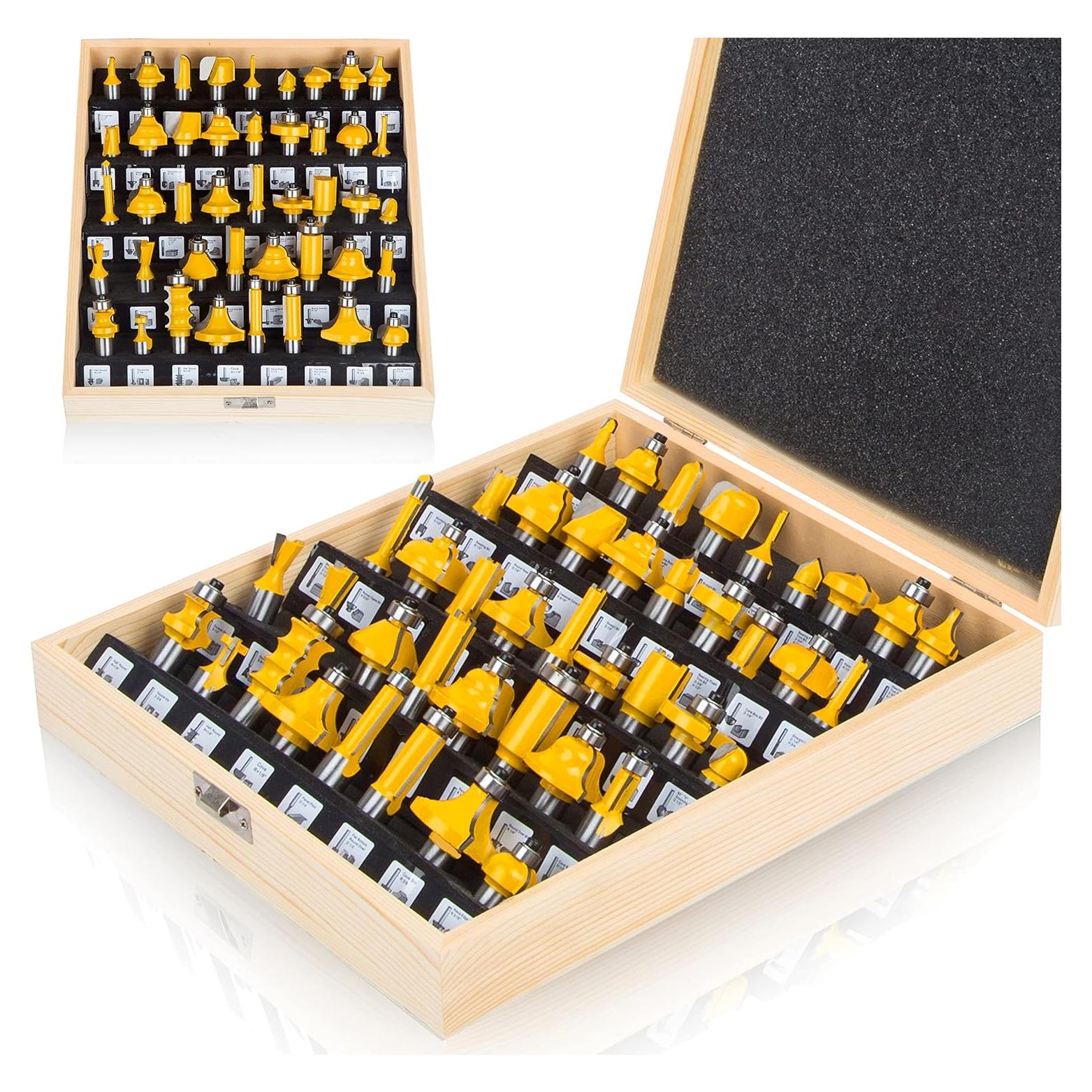 Juego de Brocas para Router LEATBUY 43 Piezas 12mm Carburo