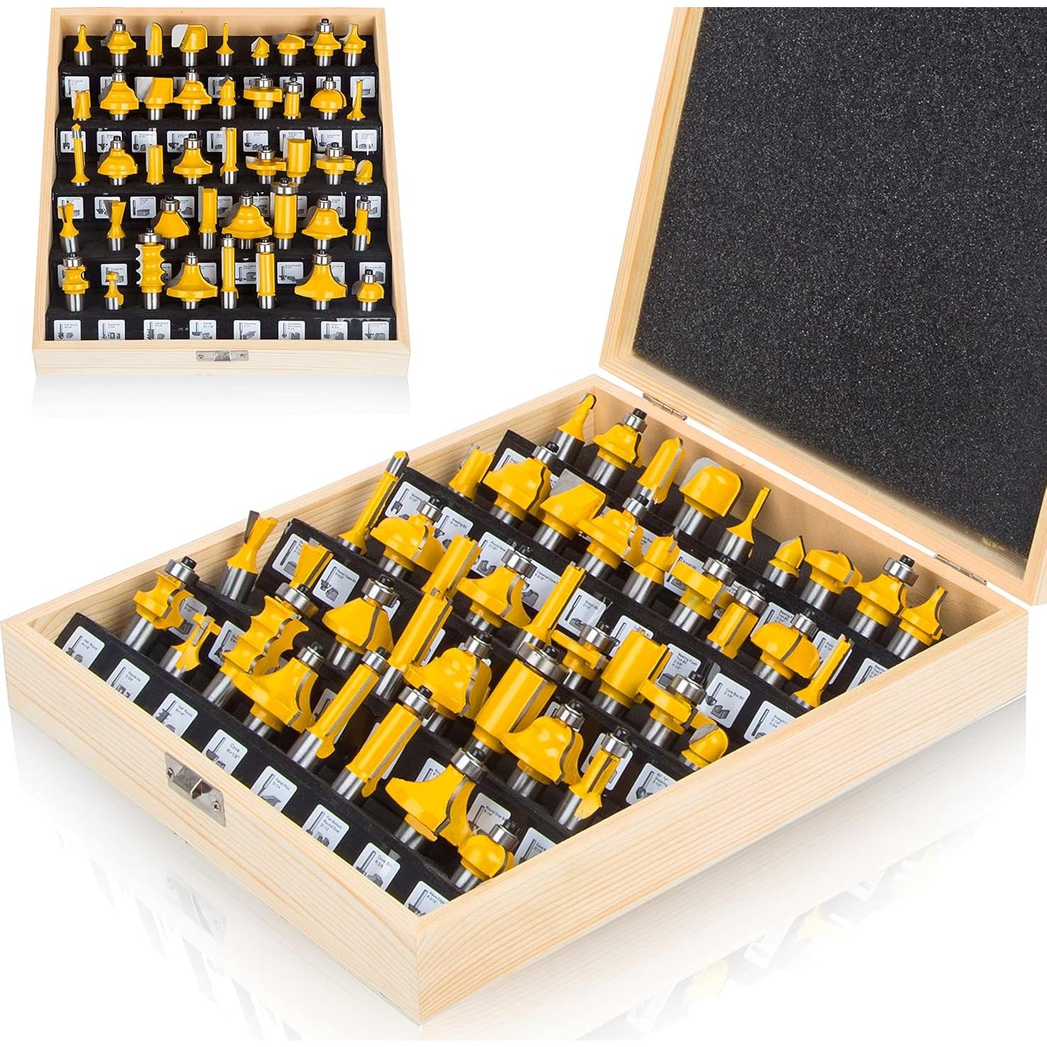 Juego de Brocas para Router LEATBUY 43 Piezas 12mm Carburo