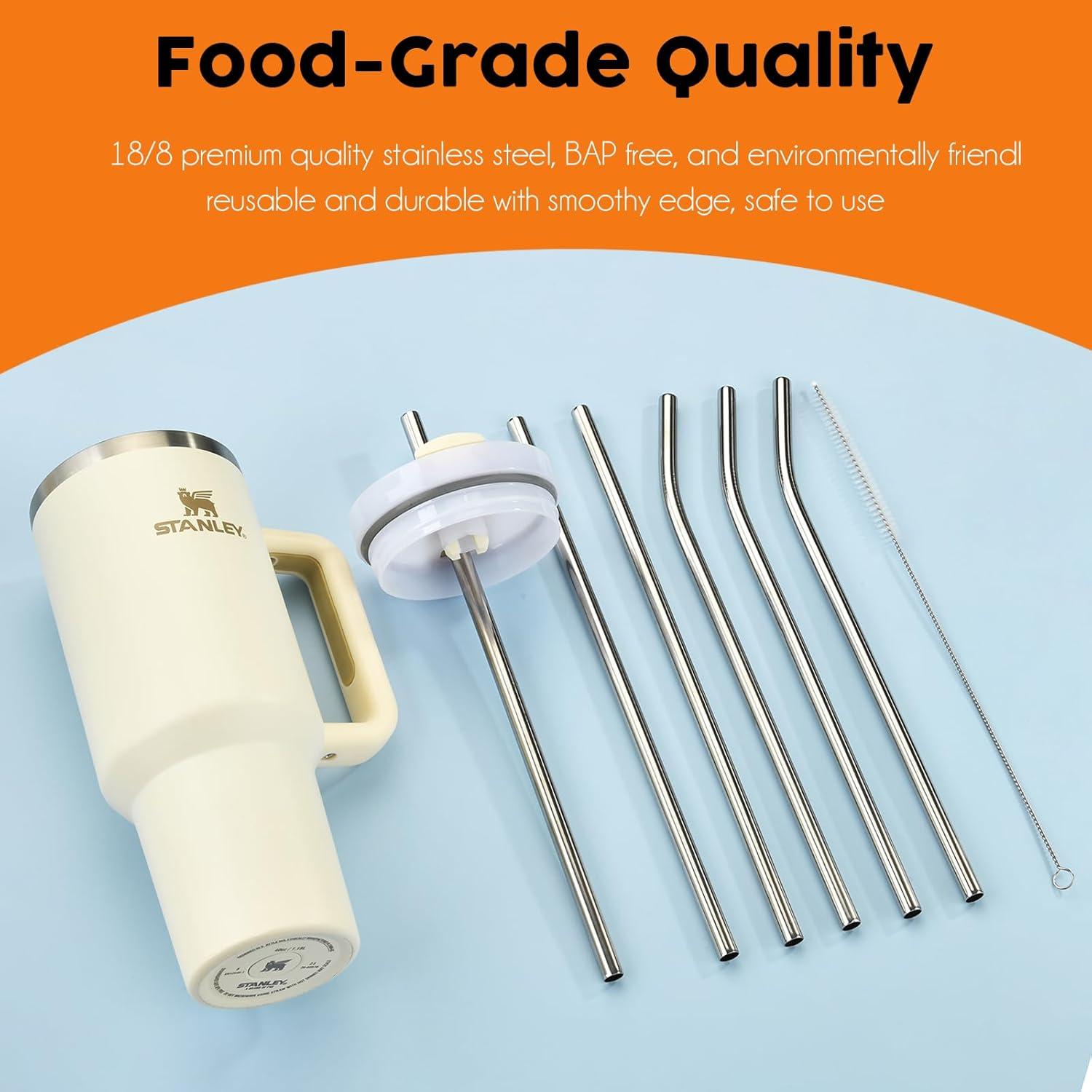 Popotes de Acero Inoxidable ALINK 30 cm Reutilizables para Taza Stanley