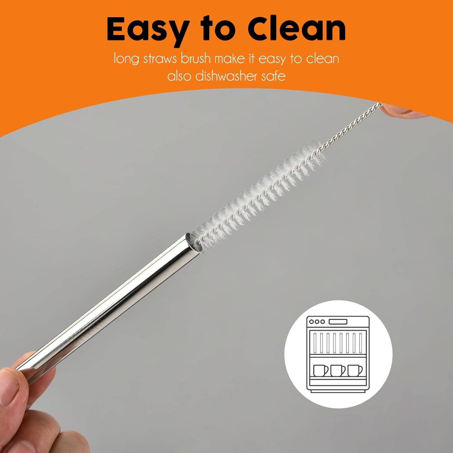 Popotes de Acero Inoxidable ALINK 30 cm Reutilizables para Taza Stanley