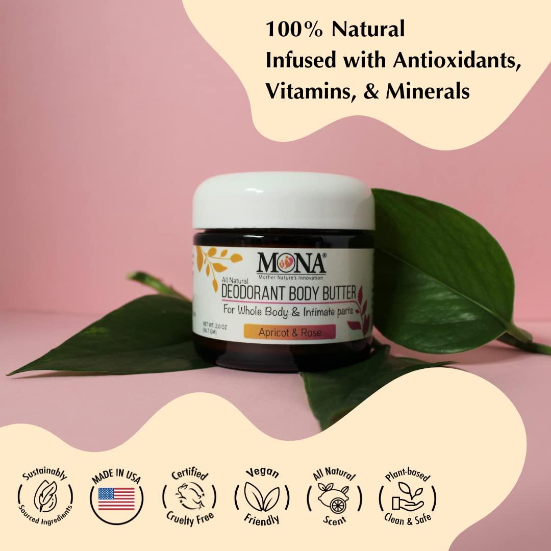 Desodorante Natural MONA 56.7 g Albaricoque y Rosa Sin Aluminio