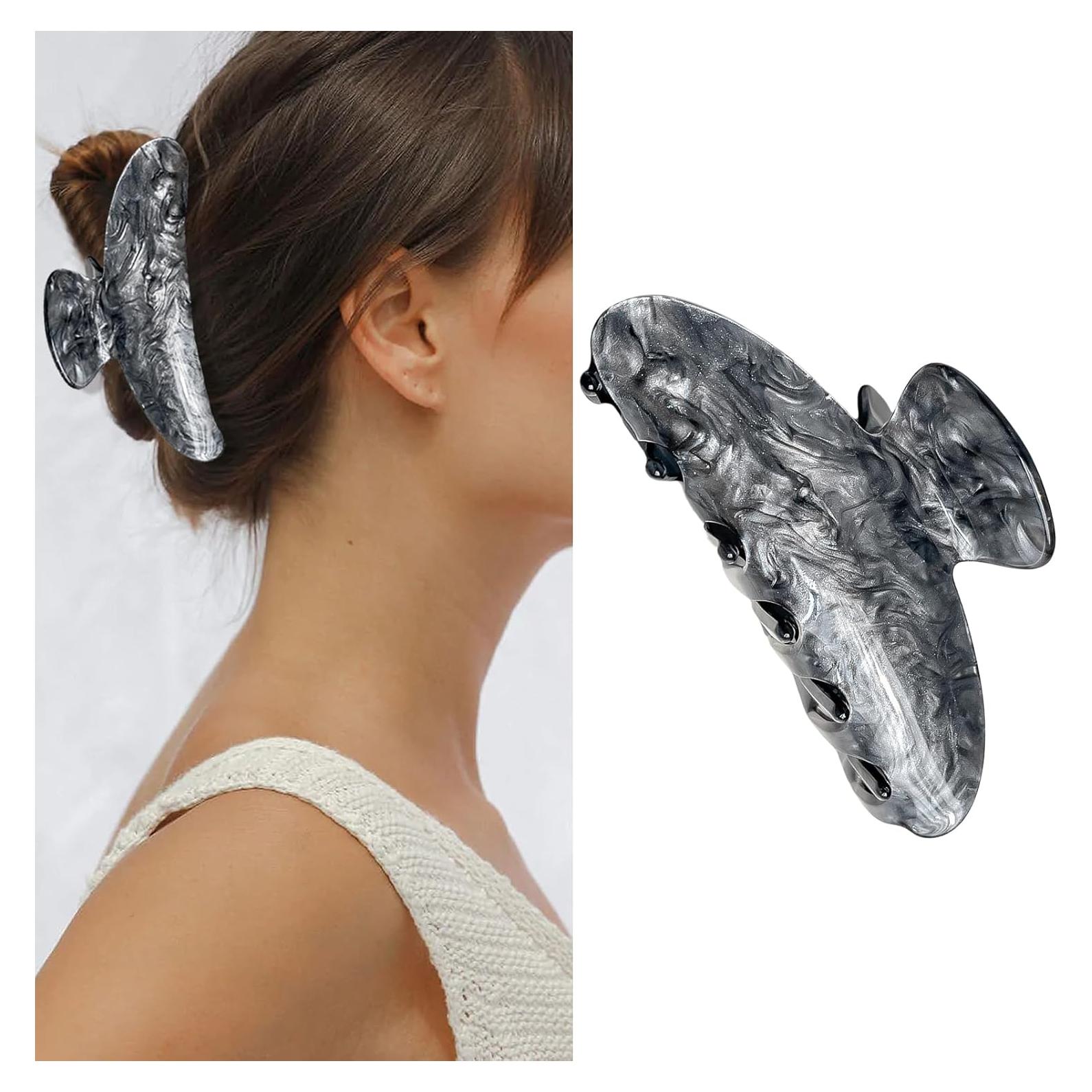 Clip de Cabello Mediano AIUPUOC Gris Oscuro para Mujeres