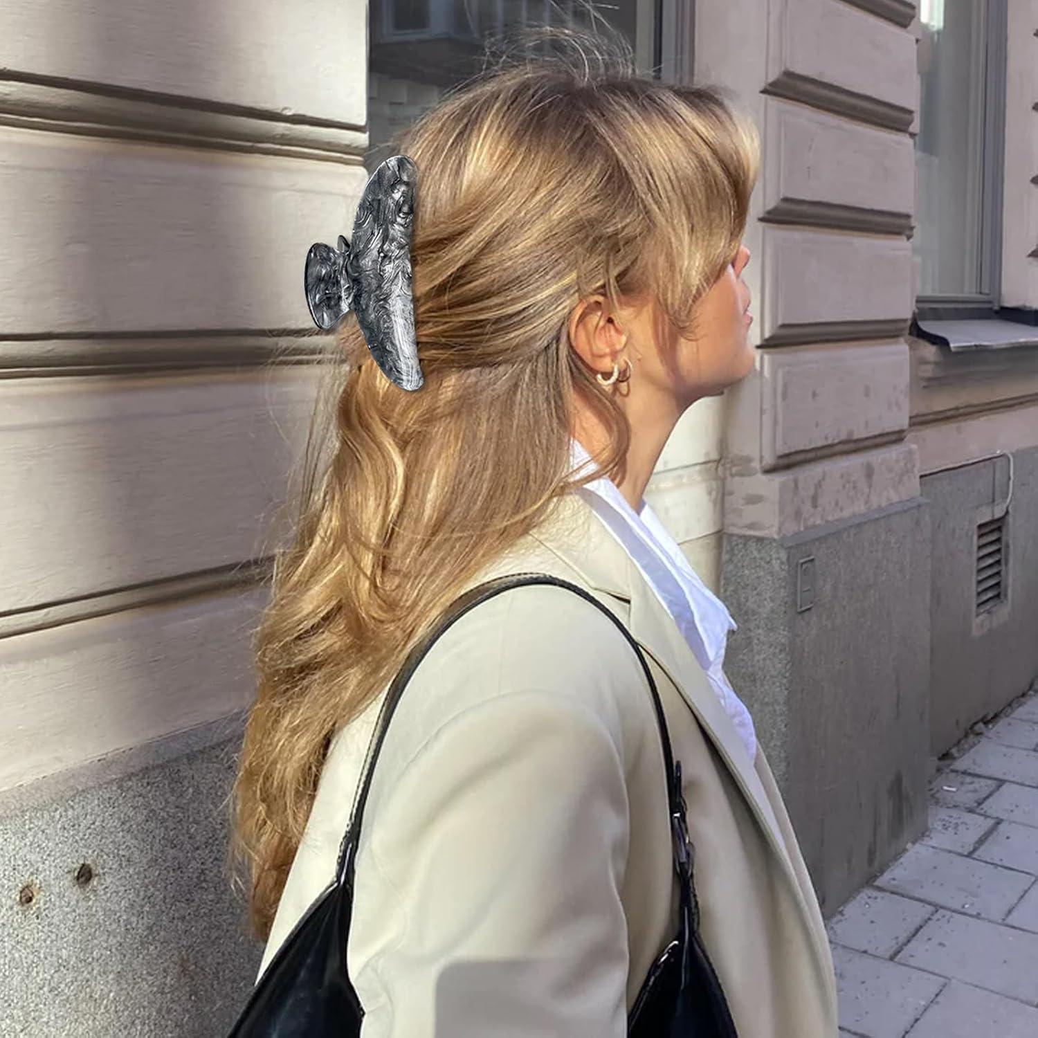 Clip de Cabello Mediano AIUPUOC Gris Oscuro para Mujeres