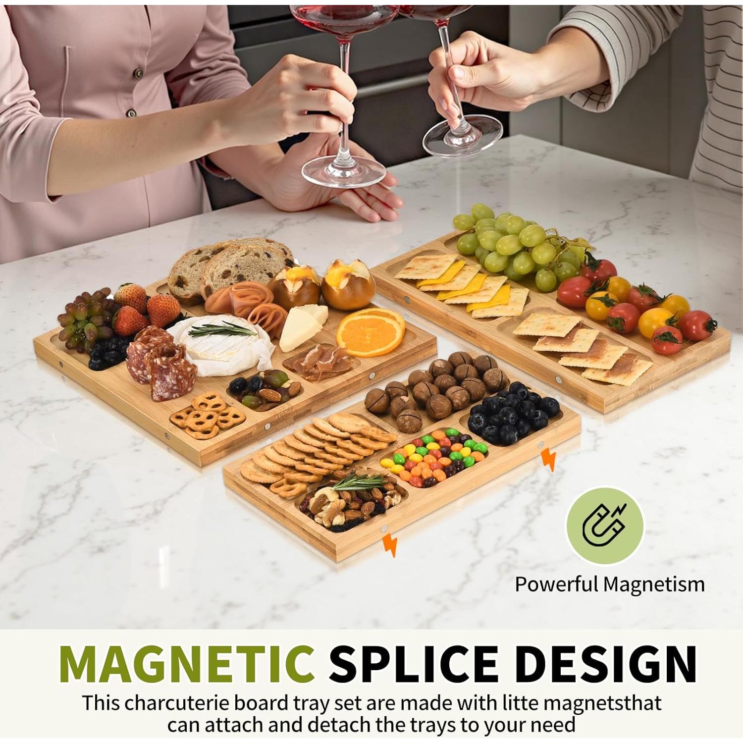 Tabla de Charcutería GLOKUUCA 3 en 1 de Bambú Extra Grande