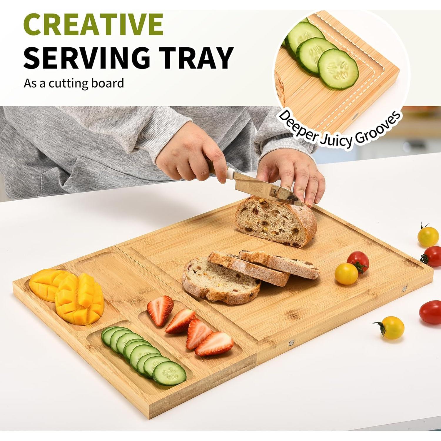 Tabla de Charcutería GLOKUUCA 3 en 1 de Bambú Extra Grande