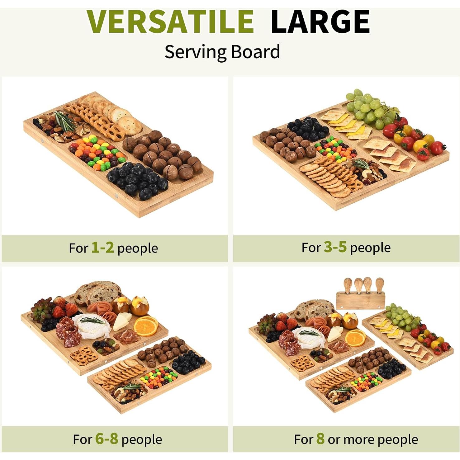 Tabla de Charcutería GLOKUUCA 3 en 1 de Bambú Extra Grande