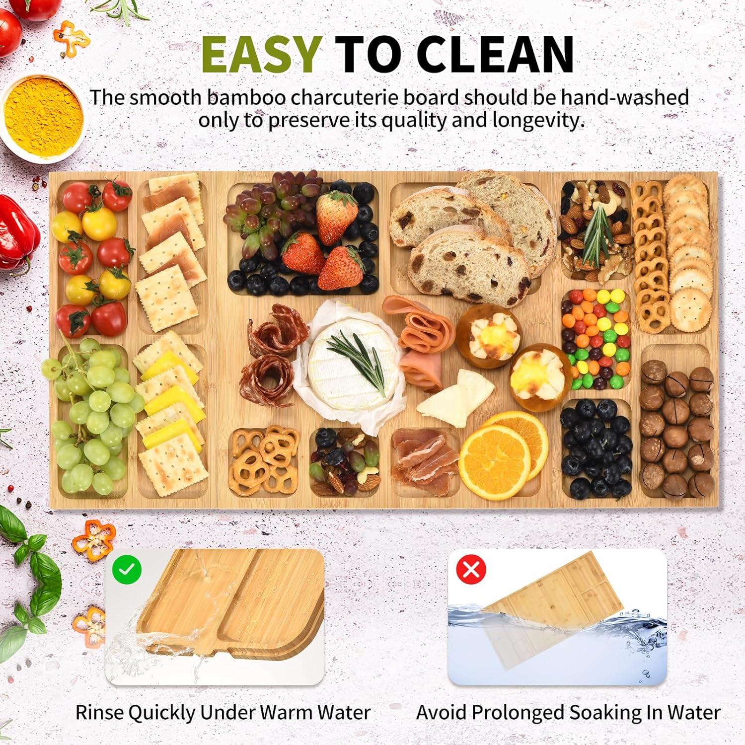 Tabla de Charcutería GLOKUUCA 3 en 1 de Bambú Extra Grande
