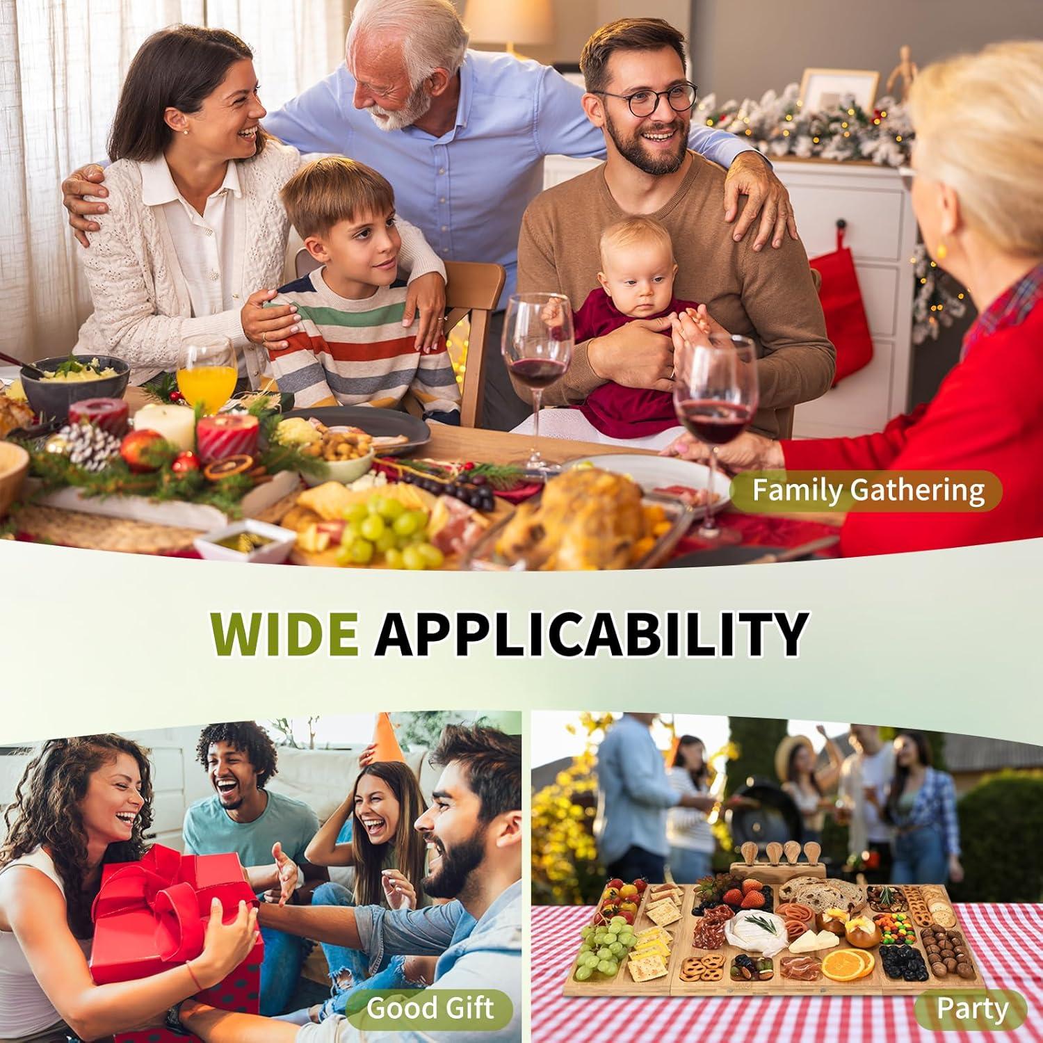 Tabla de Charcutería GLOKUUCA 3 en 1 de Bambú Extra Grande