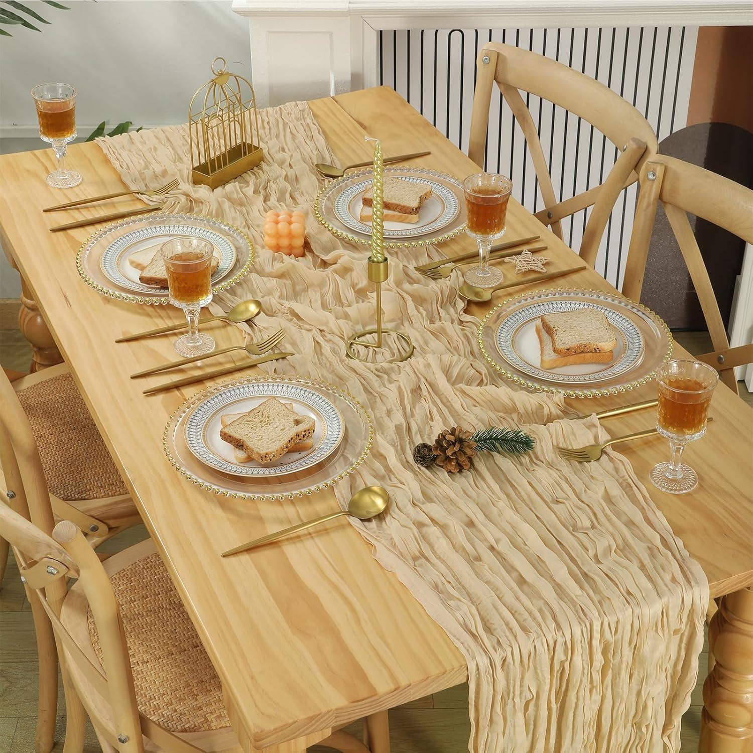 Cubre Mesa de Gasa Champagne GARENY 6 Pcs 89x305 cm