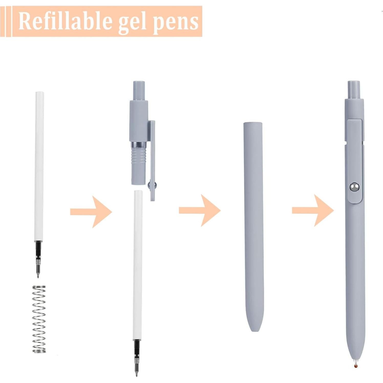 5 Bolígrafos de Gel Retráctiles Gexinsely 0.5mm Tinta Negra