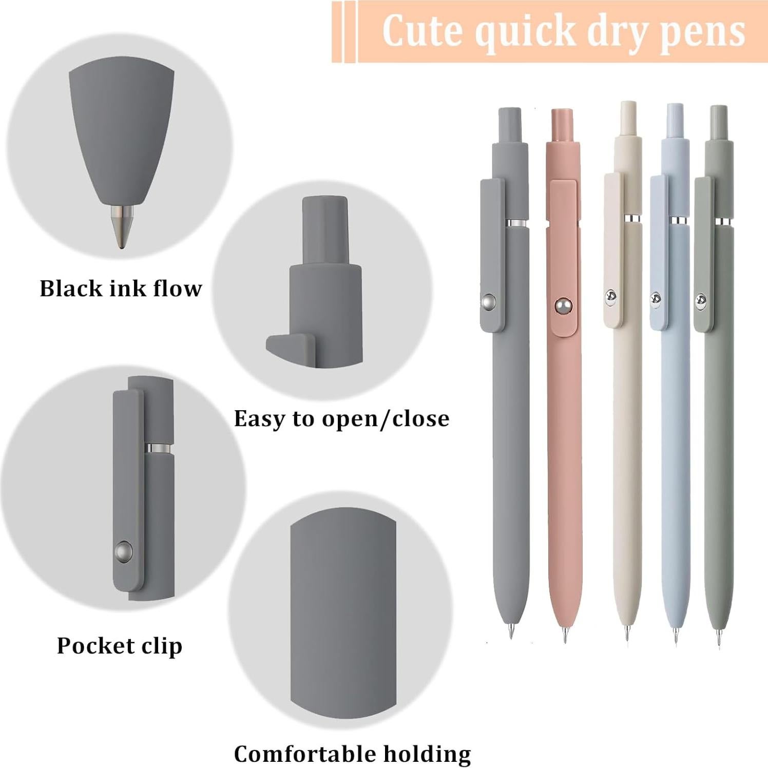 5 Bolígrafos de Gel Retráctiles Gexinsely 0.5mm Tinta Negra