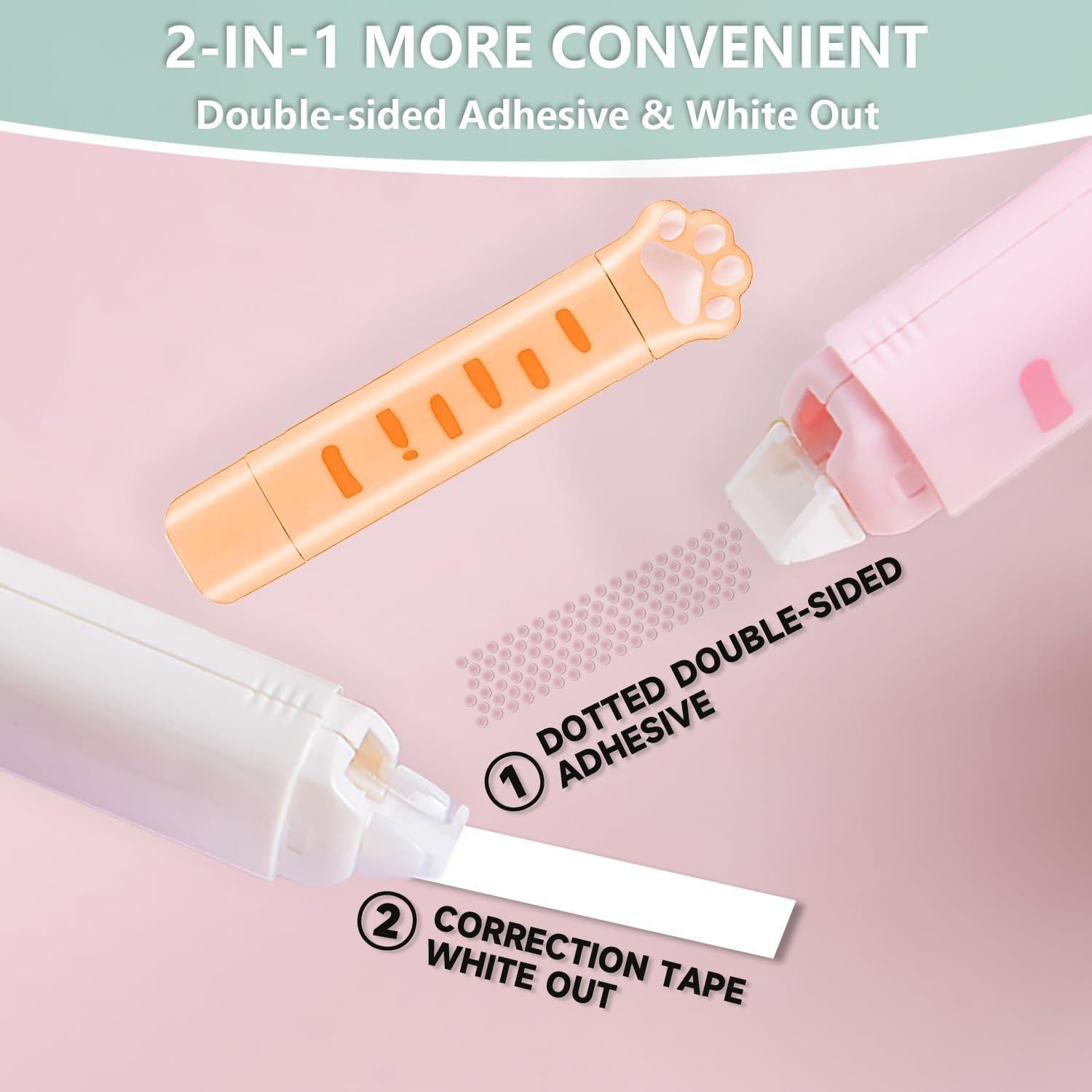 Cinta Correctora 2 en 1 PANDENNER, Doble Cara, 4 Paquetes