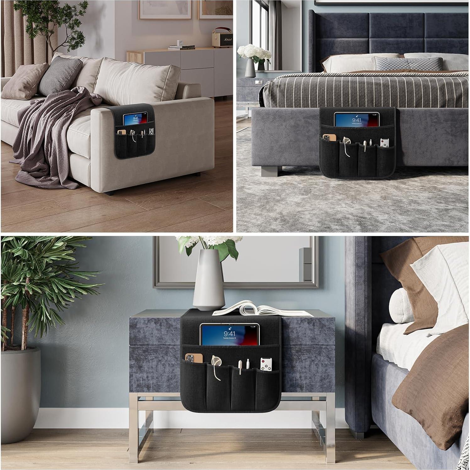 Organizador de Reposabrazos QingLemon 33x84 cm Negro 5 Bolsillos