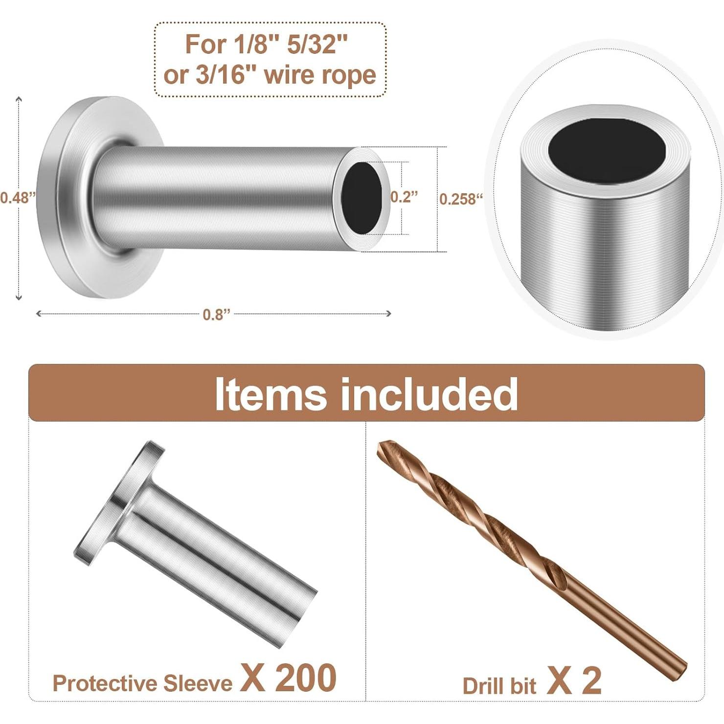 Mangas Protectores de Acero Inoxidable Therwen 200 Pcs 2 cm