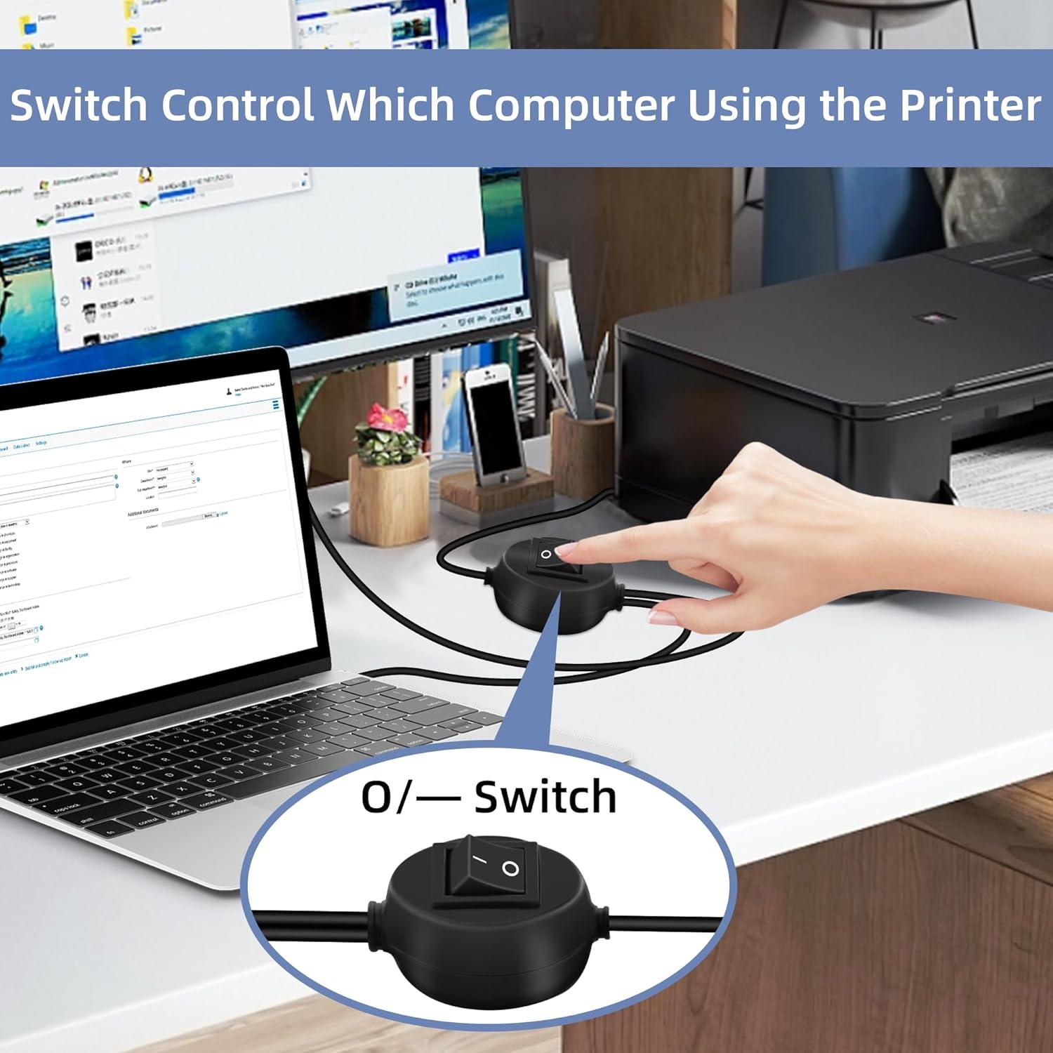 Divisor de Cable de Impresora USB B a 2 USB A GELRHONR 2.5M