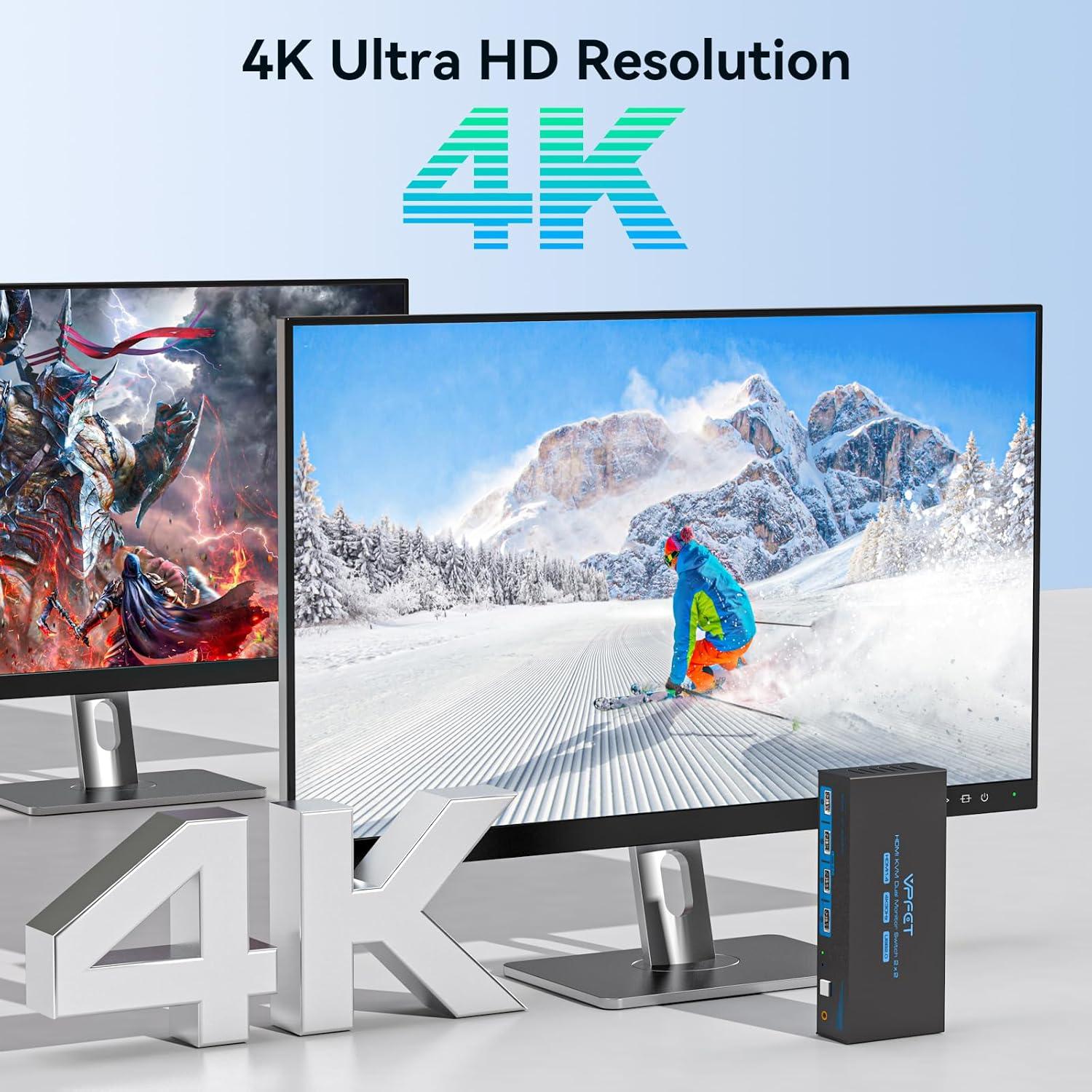 Interruptor KVM HDMI 2 Monitores AILVLVNG 4K 30Hz 2PC