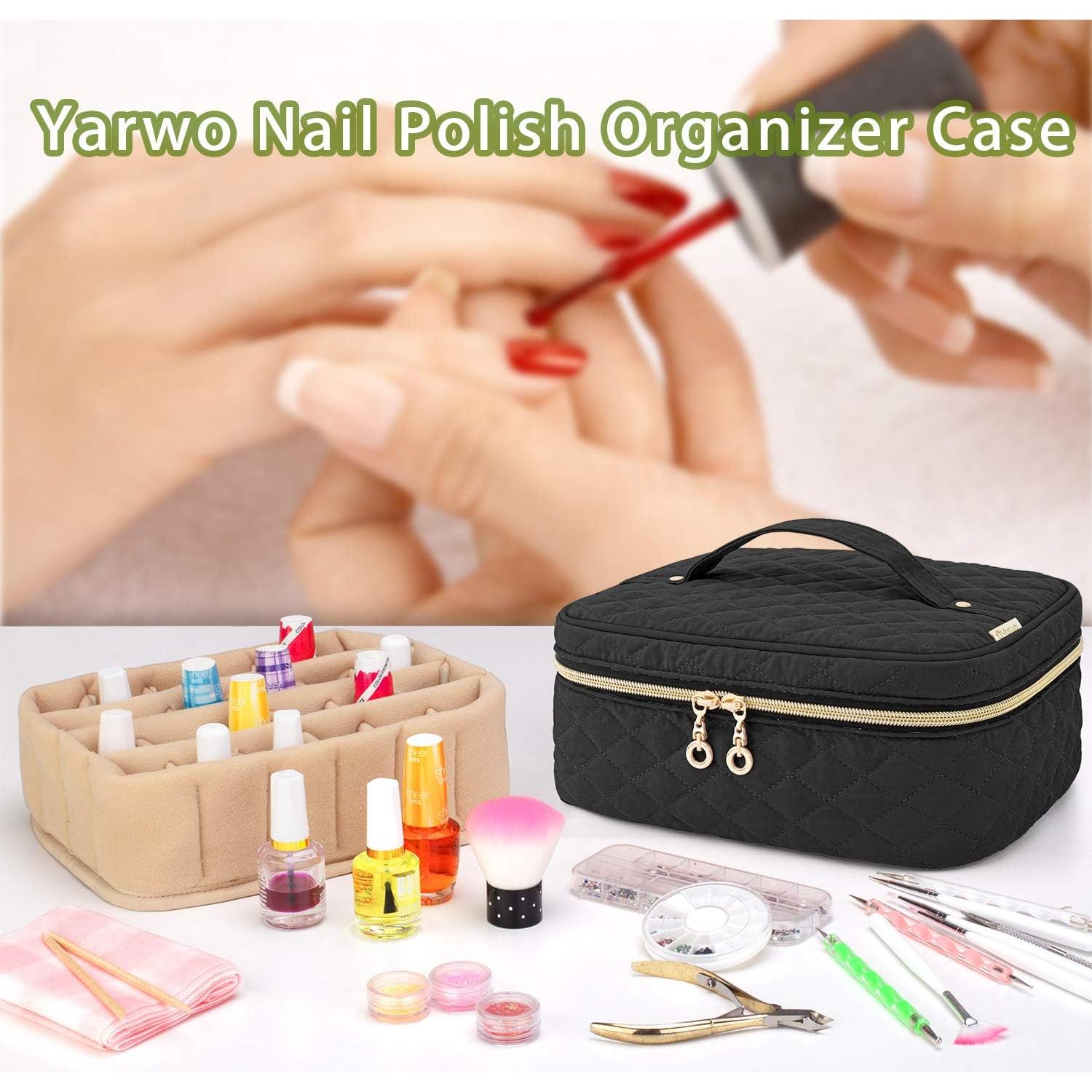 Bolsa de Transporte para Esmalte de Uñas Yarwo 24 Botellas Negro