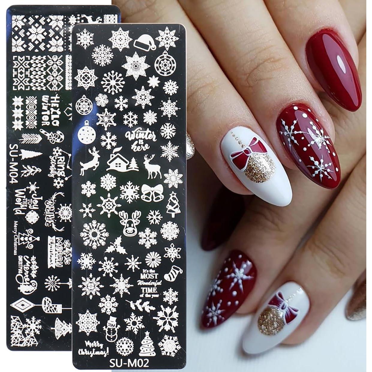 Kit de Estampado de Uñas de Navidad JERCLITY - 6 Placas 12x4cm