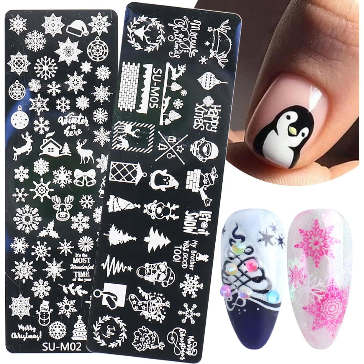 Kit de Estampado de Uñas de Navidad JERCLITY - 6 Placas 12x4cm