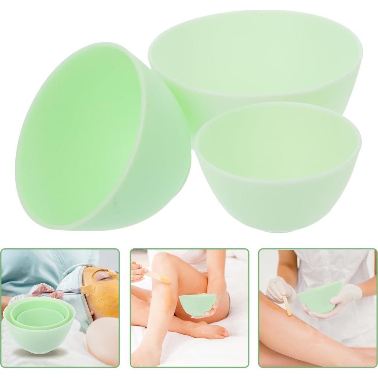 Set de 3 Tazones de Silicona Healifty para Mezcla Facial Verde