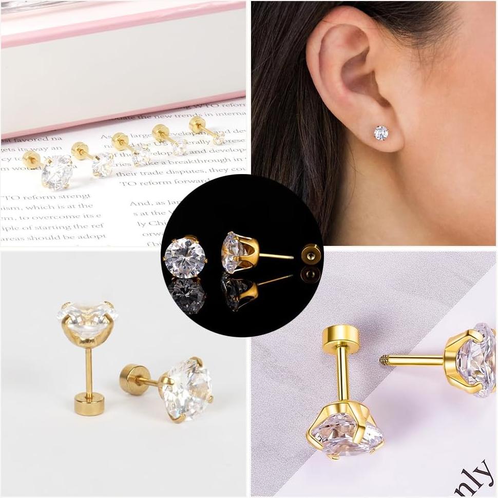 Beebeecraft 50Pcs Respaldos de Aretes Tornillo Oro 18K 5mm