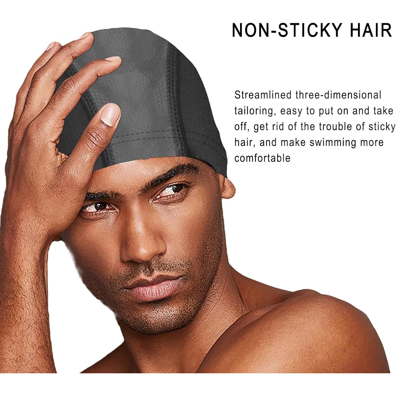 Gorro de Natación Iwrrvn Unisex Lycra Negro para Cabello Largo