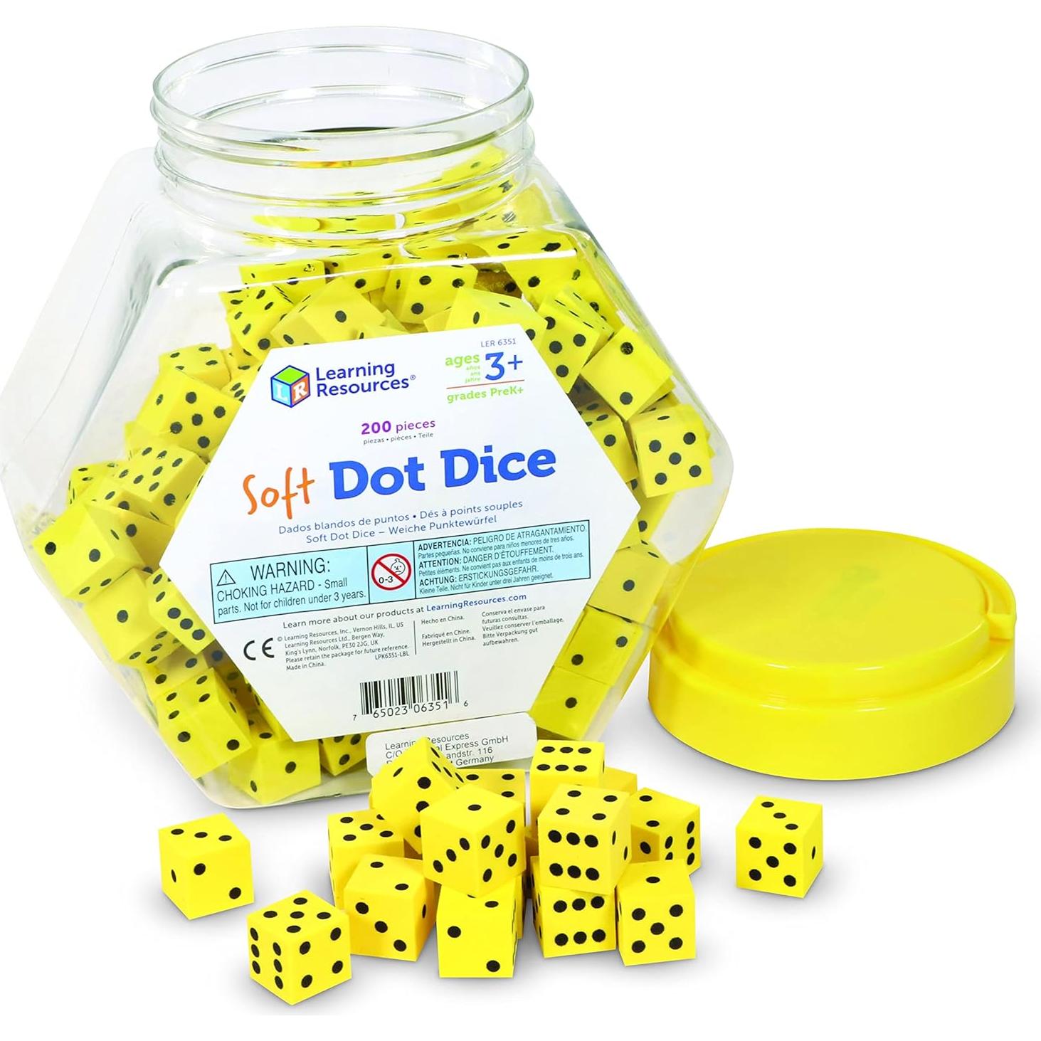 Cubeta de Dados de Puntos Suaves Learning Resources 200 Piezas