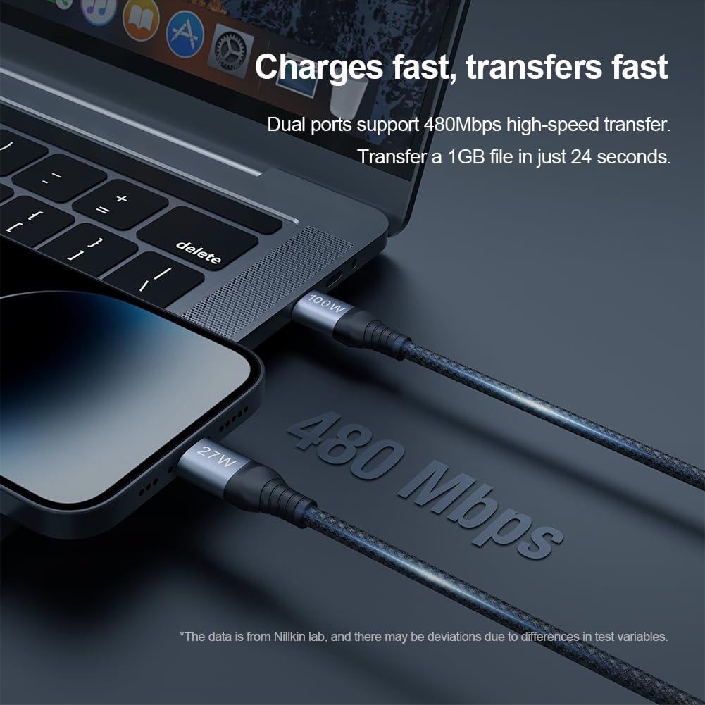 Cable Nillkin 2-en-1 USB C y Lightning 1.5m Carga Rápida