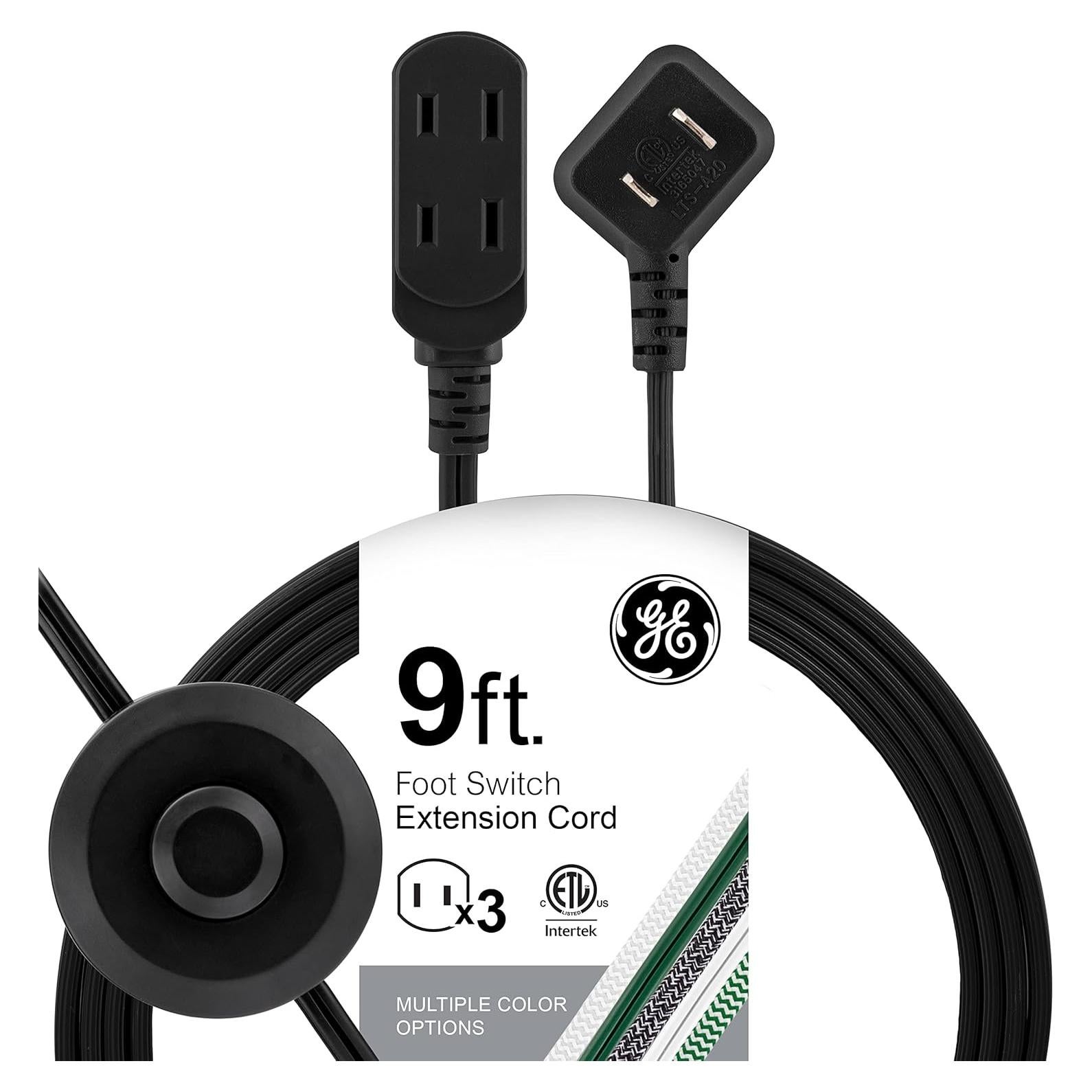 Cable de Extensión GE 2.74m con Interruptor de Pie 3 Salidas