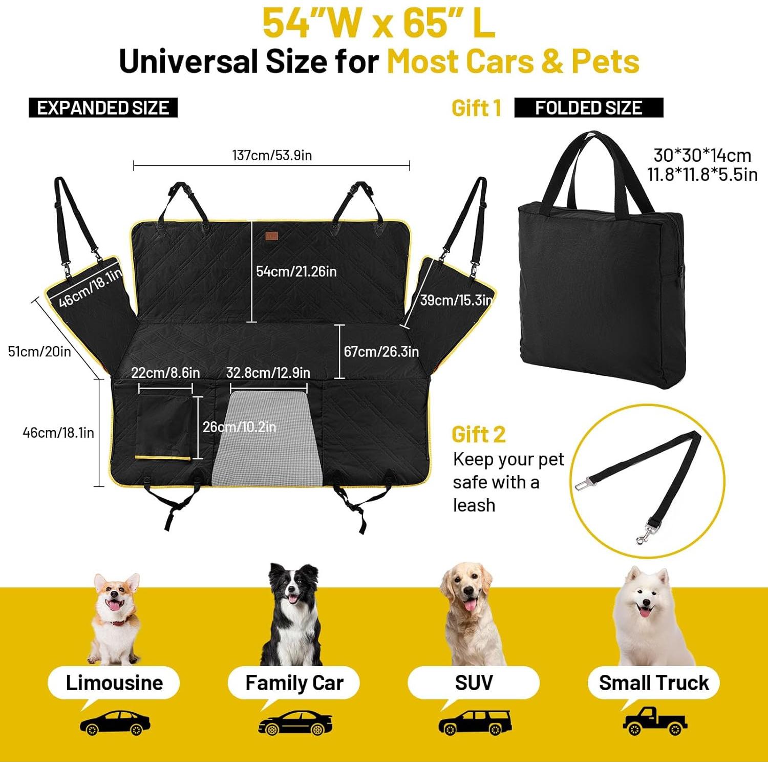 Cubierta de Asiento Trasero para Perros BUMUBI Impermeable