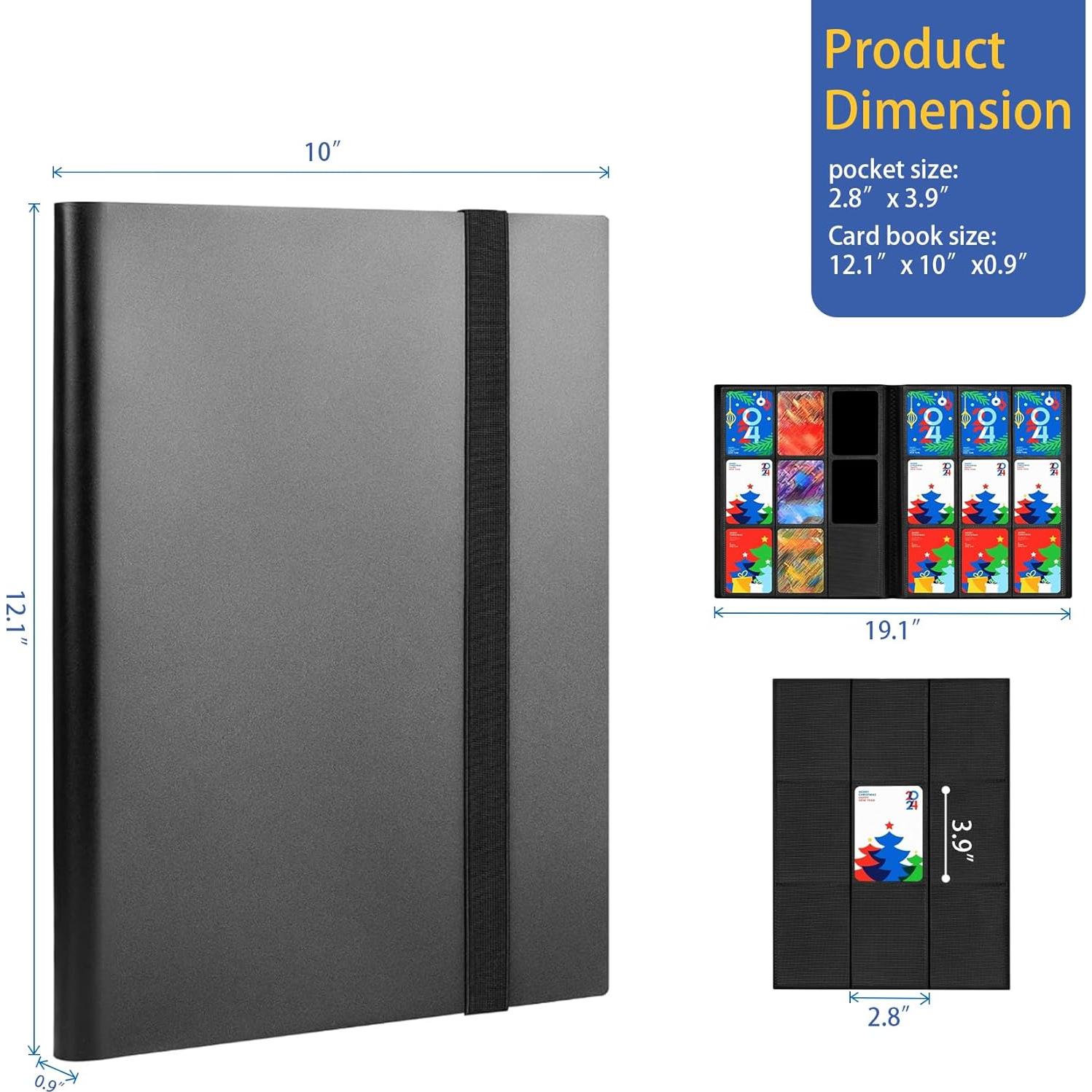 Carpeta de Cartas Fonwill 9 Bolsillos para 360 Cartas Negra