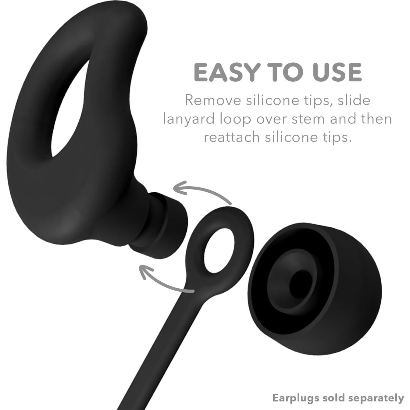 Cordón CURVD para Tapones de Oído de Silicona 66 cm Negro