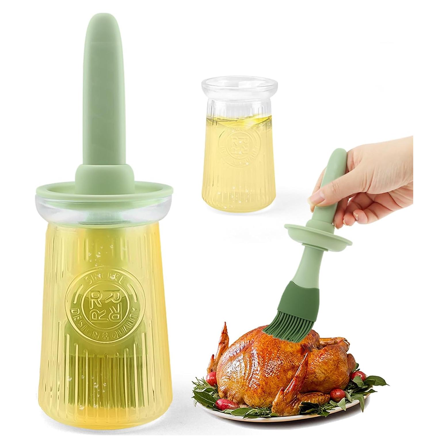 Dispensador de Aceite Tookie 200ml con Brocha de Silicona Verde