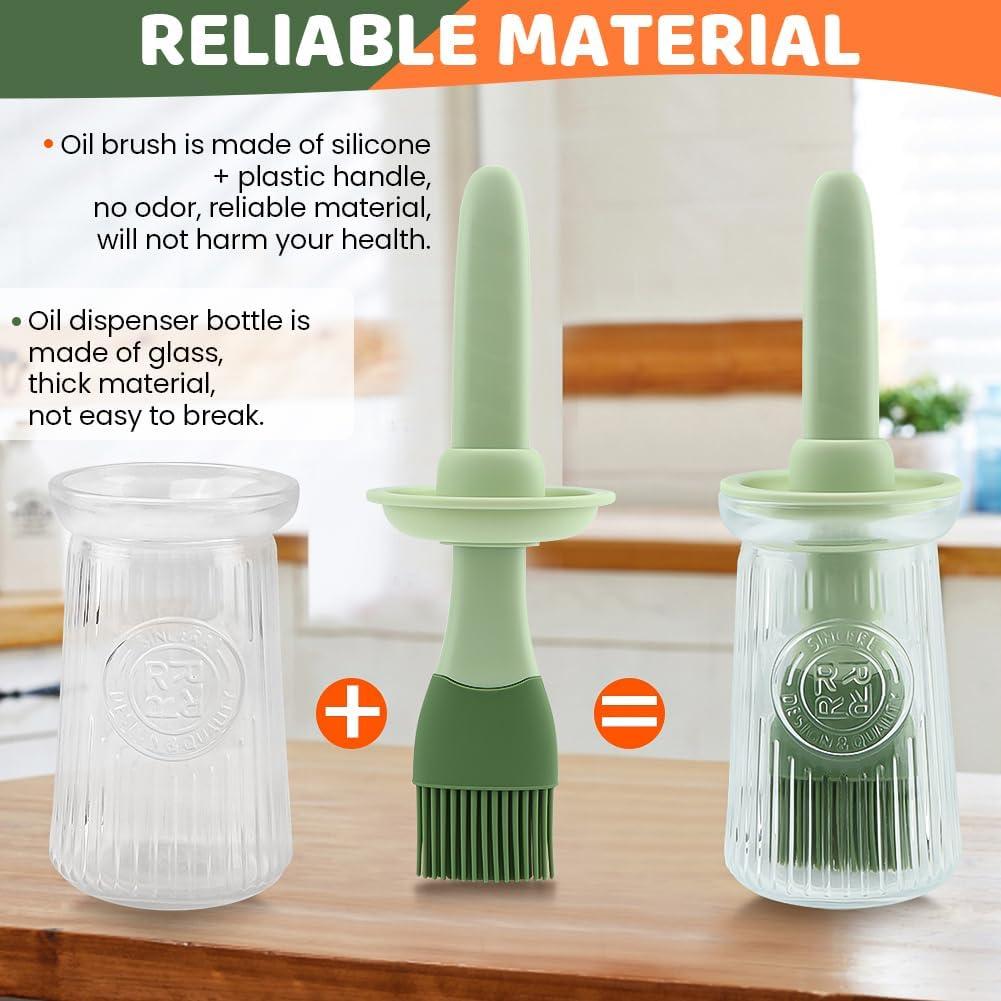 Dispensador de Aceite Tookie 200ml con Brocha de Silicona Verde