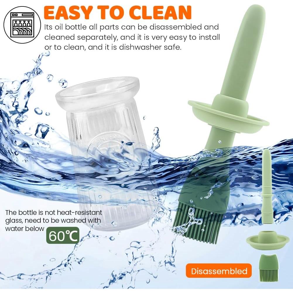 Dispensador de Aceite Tookie 200ml con Brocha de Silicona Verde