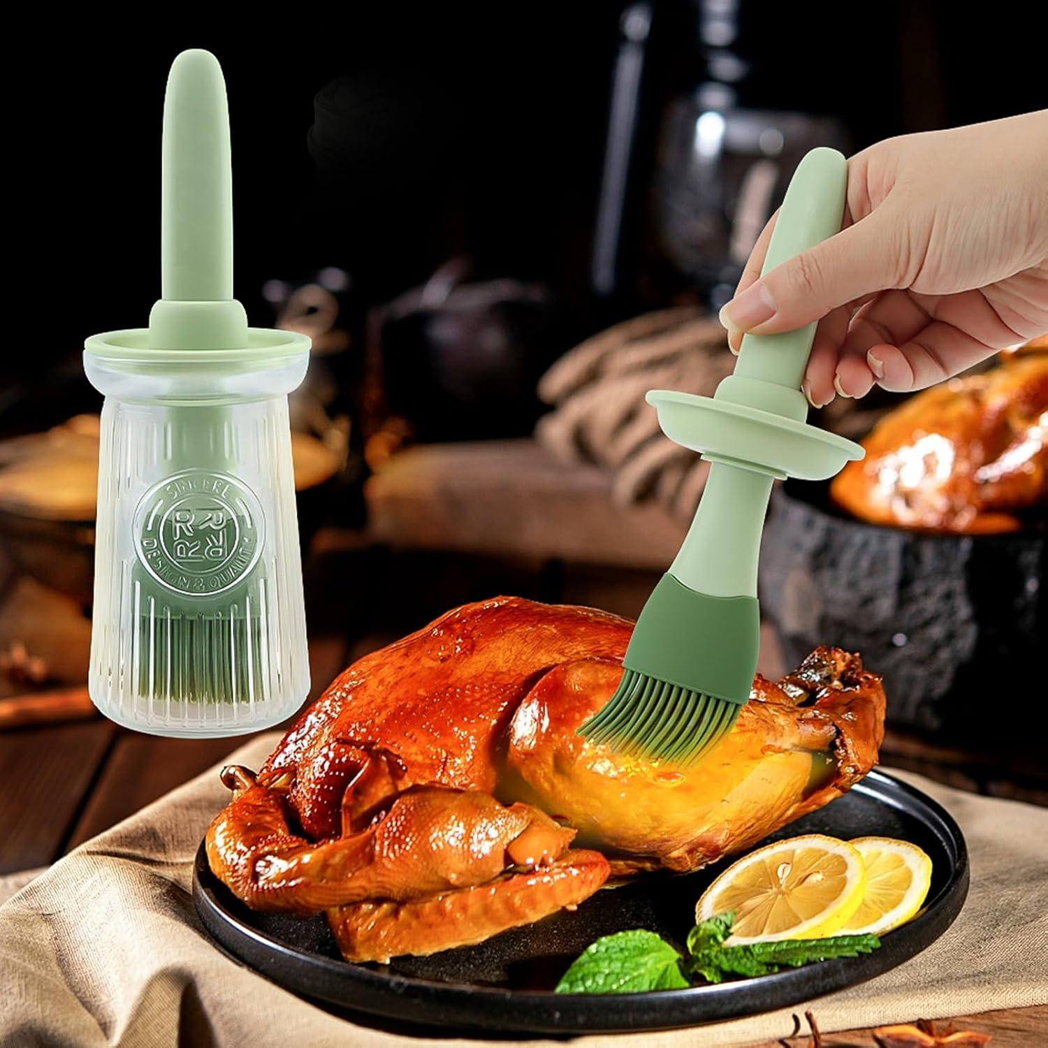 Dispensador de Aceite Tookie 200ml con Brocha de Silicona Verde