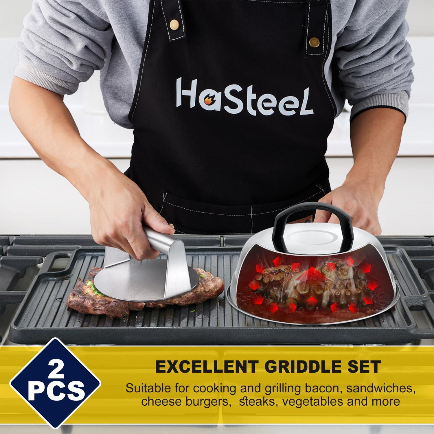 Domo de Derretimiento 22.9 cm y Prensa Hamburguesa 13.7 cm HaSteeL