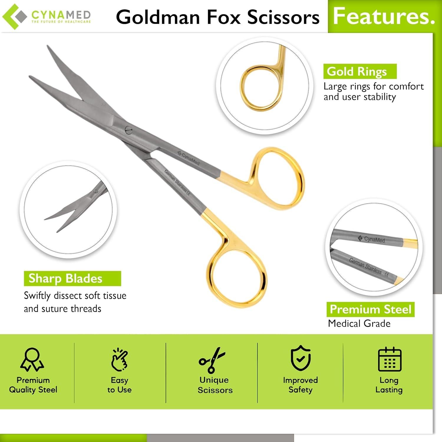 Tijera Goldman Fox 13 cm - Acero Inoxidable Alemán - Corte Preciso