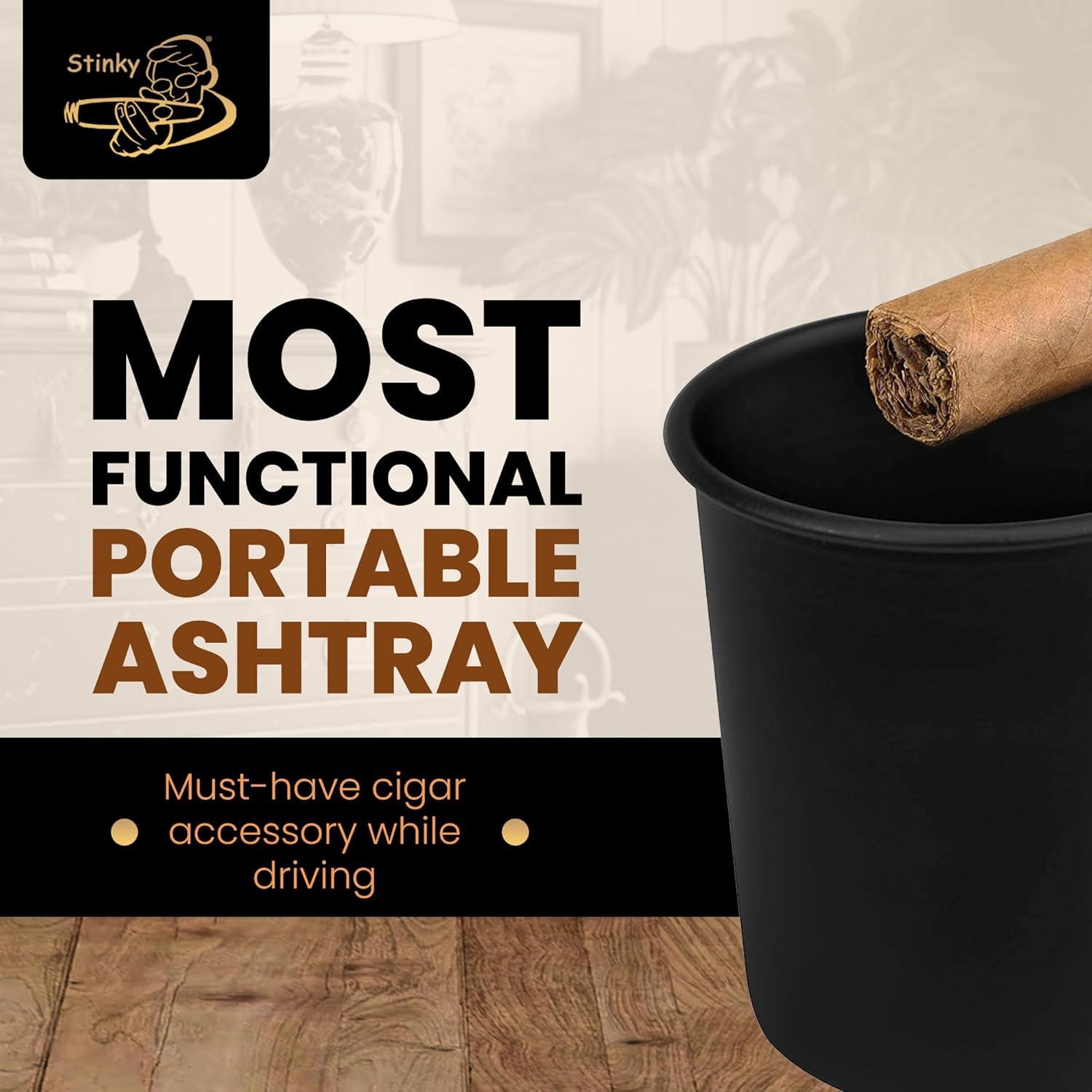 Cenicero de Coche Stinky Cigar Negro Mate para Cigarrillos