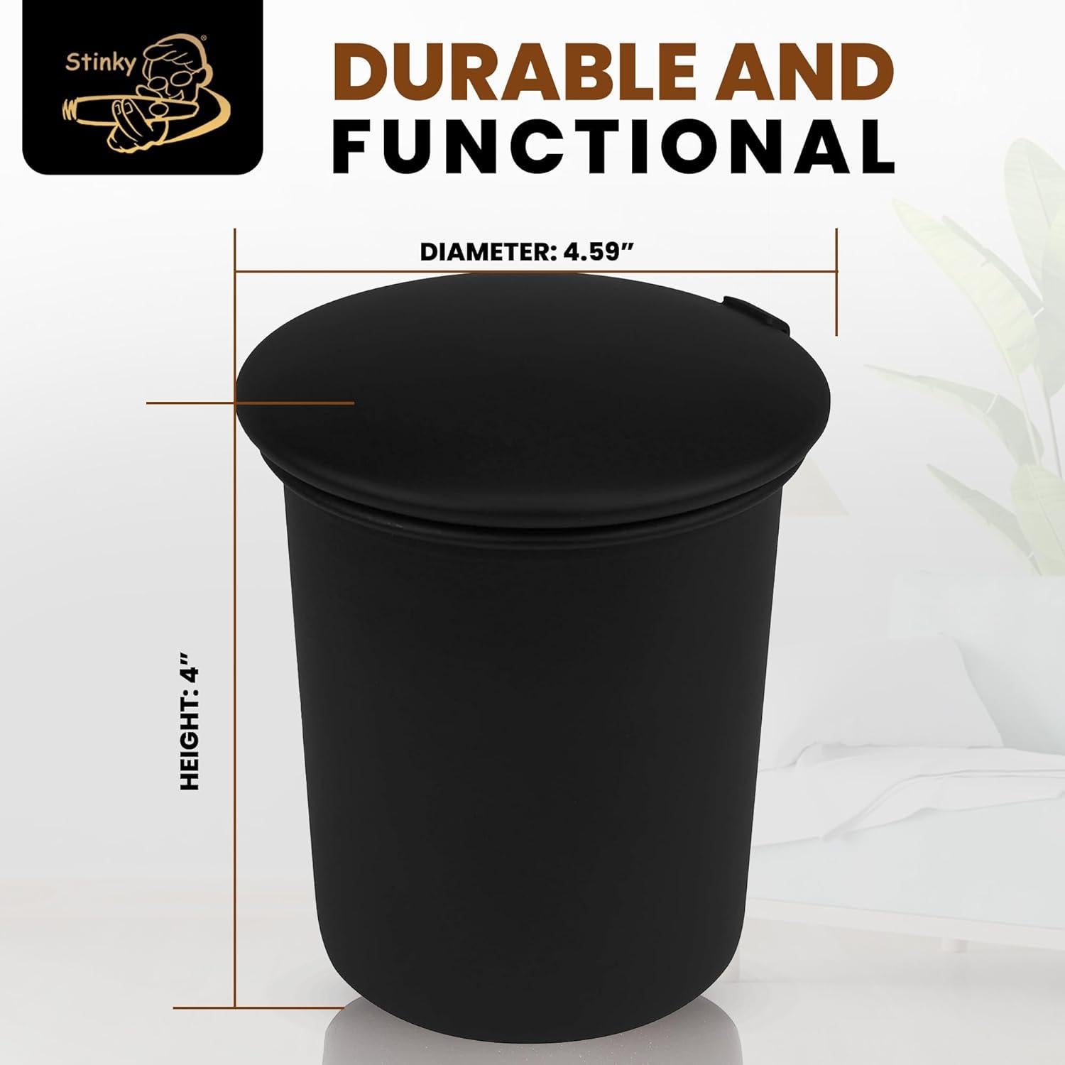 Cenicero de Coche Stinky Cigar Negro Mate para Cigarrillos