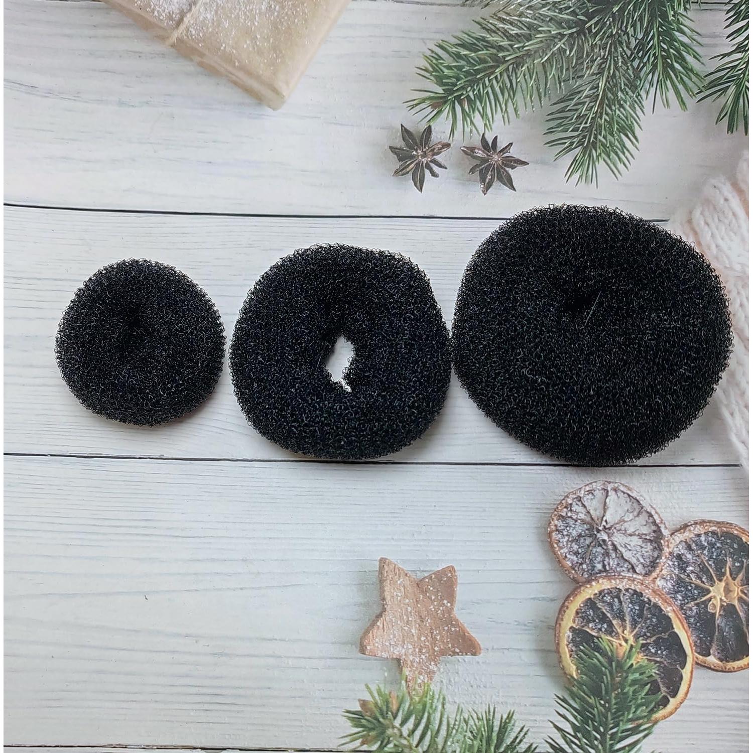 Anillos Estilizador de Moño de Cabello UPSTORE - 3 Piezas (Negro)