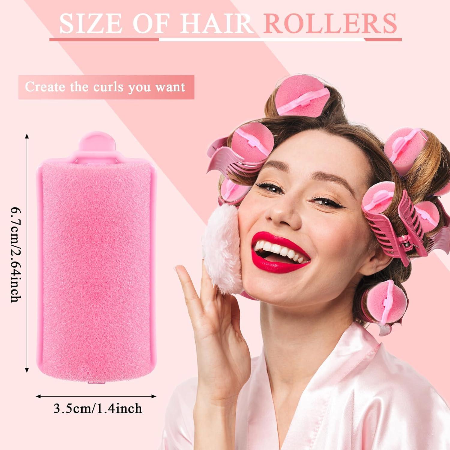 Rulos de Espuma Geyoga 18 Piezas Grandes para Cabello Rosa